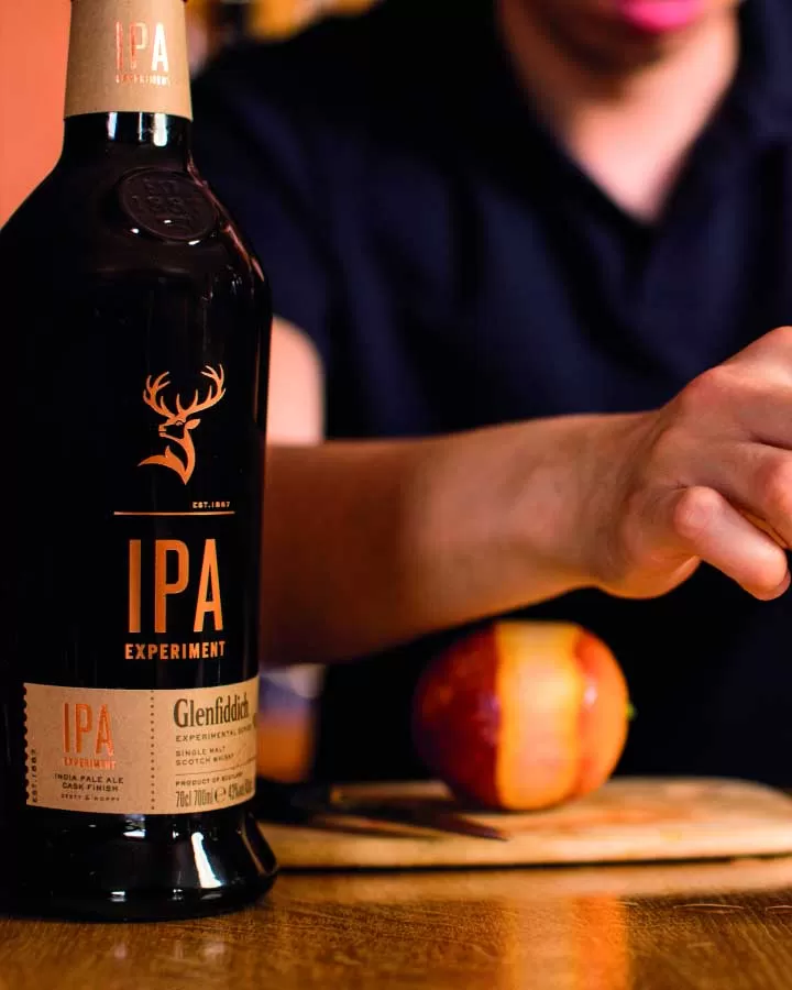 “Glenfiddich IPA whisky bottle – Premium Scotch finished in IPA casks available online from The VBar in Kenya.”