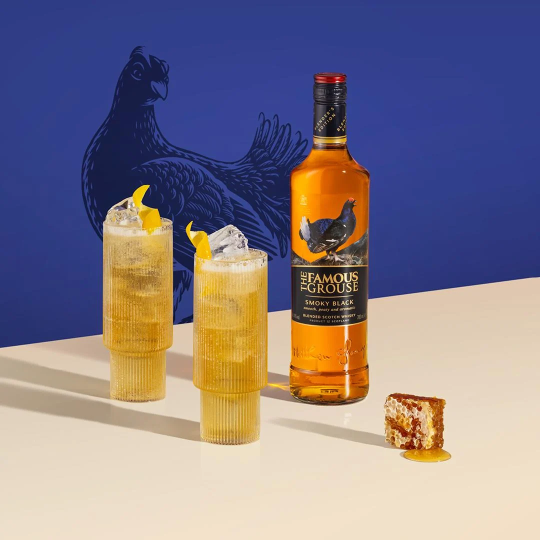 "Famous Grouse Smoky Black whisky bottle – premium Scotch whisky available online with fast delivery from The VBar in Kenya."